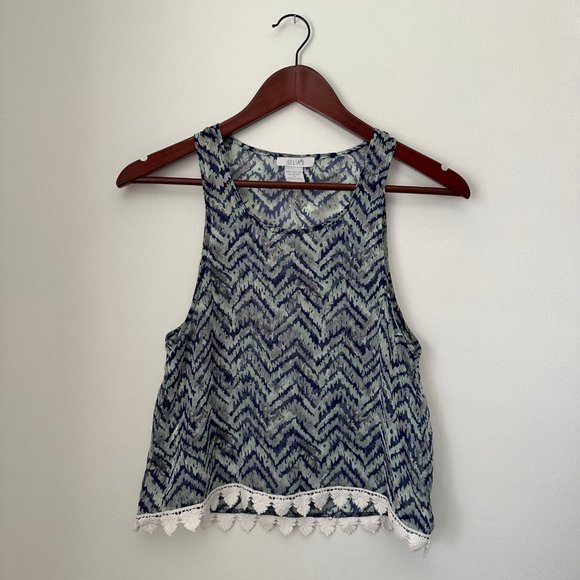 4/$20 dELiA*s Patterned Tank Top Blouse with lace - Picture 4 of 8